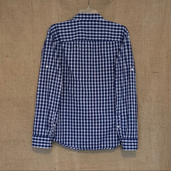 MICHAEL KORS Men’s Casual Shirt Blue White Plaid M - Picture 3 of 5